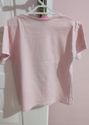 Pembe Kız Çocuk Baskılı Kısa Kollu Tişört - Görsel 2