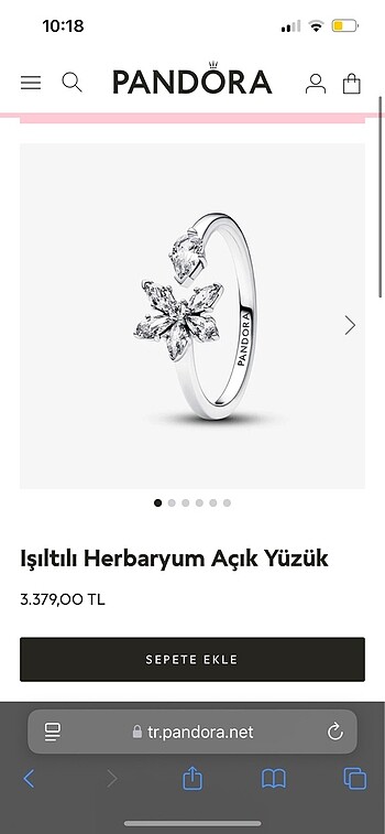 PANDORA IŞILTILI HERBARYUM AÇIK YÜZÜK