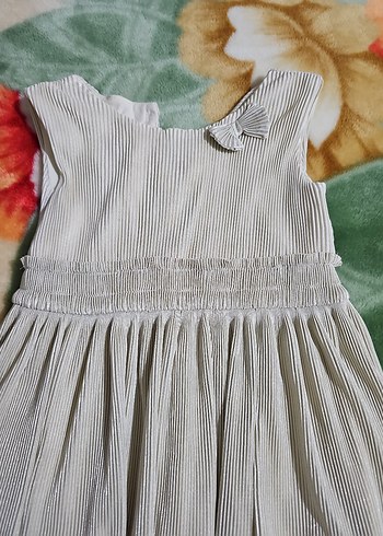 LC Waikiki Kız Çocuk Gri Keten Pilili Elbise