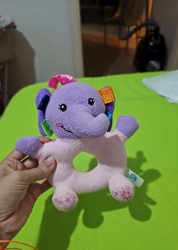 Mor Fil Figürlü Peluş çıngıraklı Oyuncak