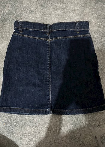 Nakışlı Düğmeli Lacivert Kız Kot Etek - Görsel 2