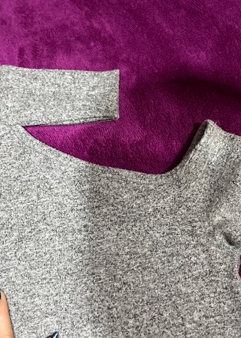 Gri Yüksek Yakalı Kadın Triko Kazak - Görsel 2