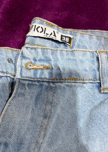 Mavi Düğmeli Gevşek Kesim Kadın Kot Pantolon - Görsel 2