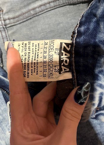 Nakışlı Renkli Midi Kot Pantolon - Görsel 2