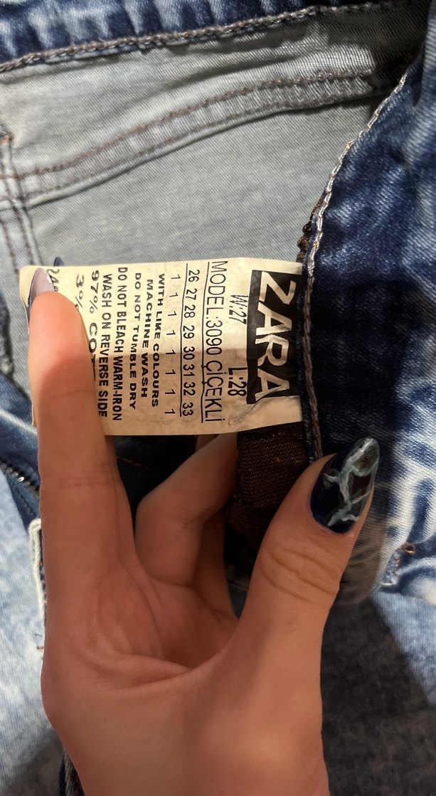 Nakışlı Renkli Midi Kot Pantolon - Görsel 2