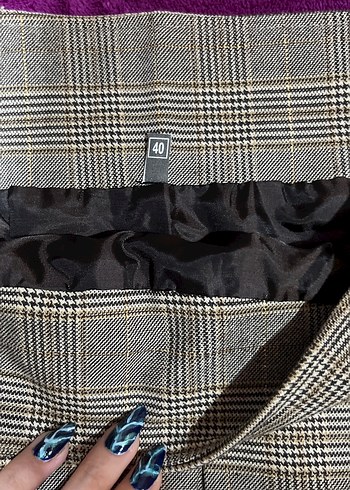 Bej Pilili Midi Etek - Görsel 2