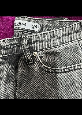 Gri Tie-Dye Salaş Midi Kot Pantolon - Görsel 2