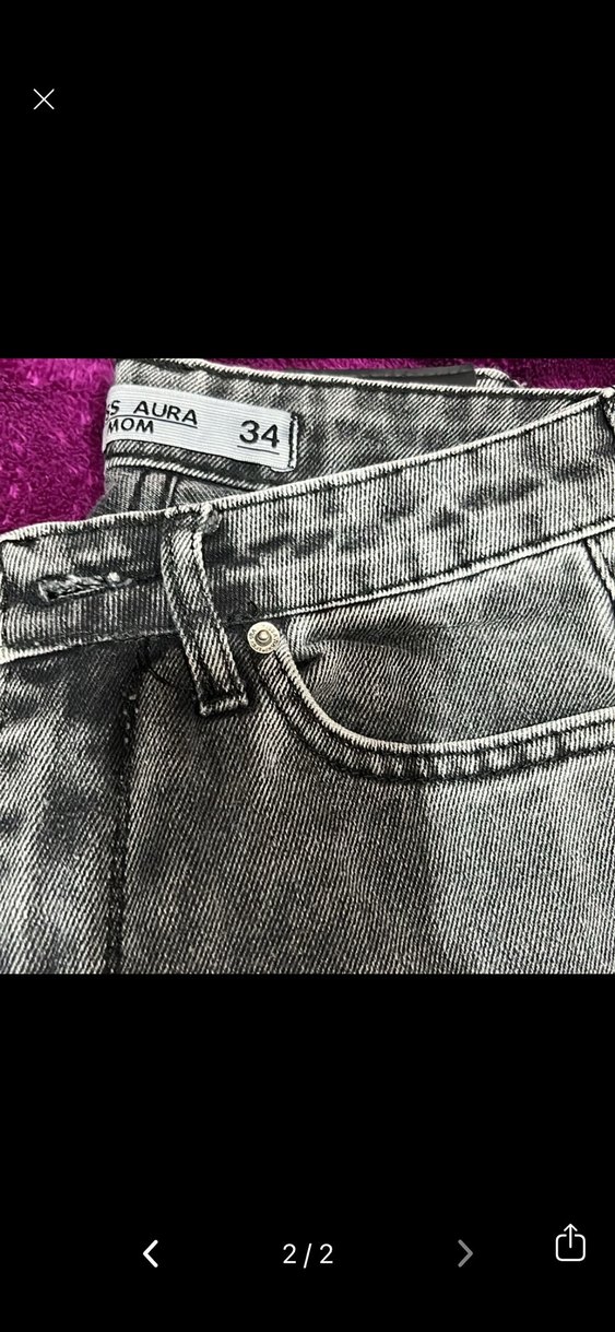 Gri Tie-Dye Salaş Midi Kot Pantolon - Görsel 2