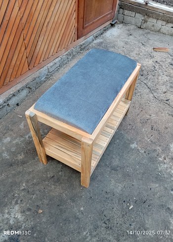 Gri ahşap puf - Görsel 6