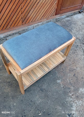 Gri ahşap puf - Görsel 5