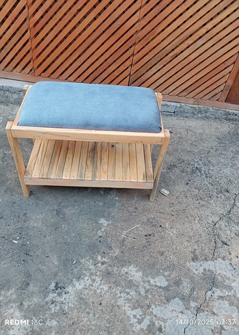 Gri ahşap puf - Görsel 2