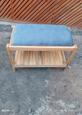 Gri ahşap puf - Görsel 7