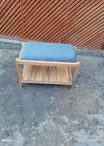 Gri ahşap puf - Görsel 3