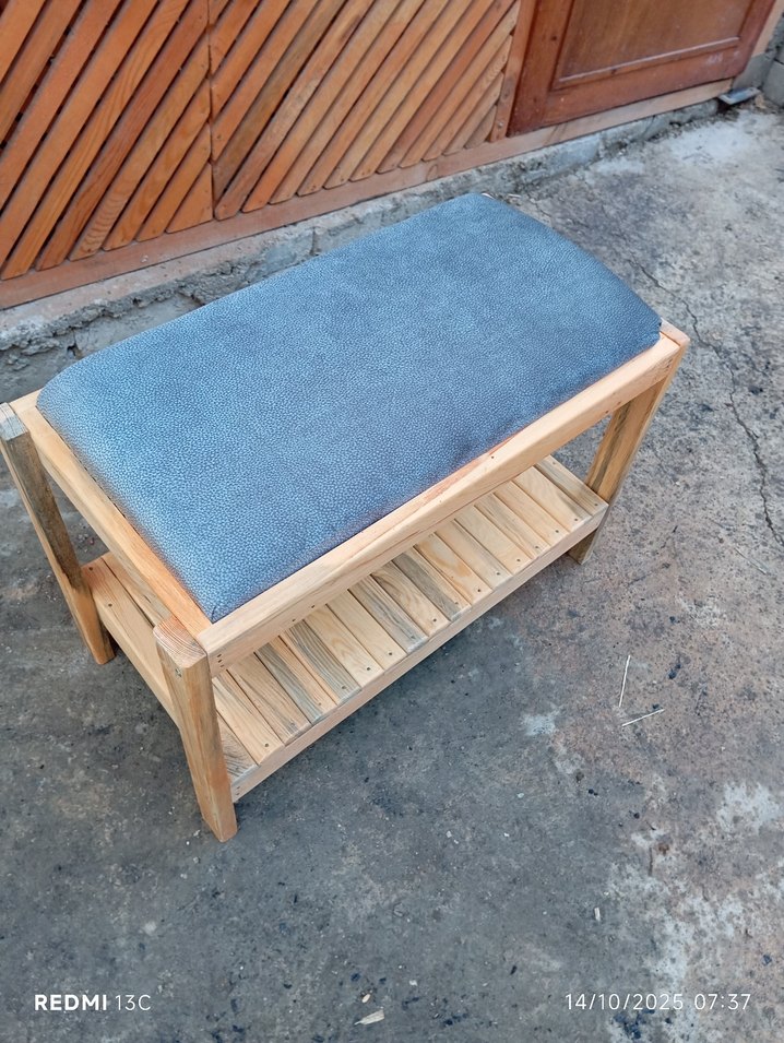 Gri ahşap puf - Görsel 5