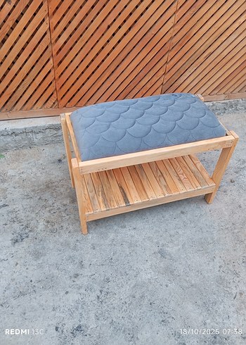 ahşap puf gri - Görsel 8