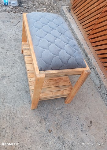 ahşap puf gri - Görsel 9