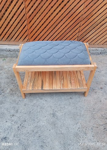 ahşap puf gri - Görsel 7