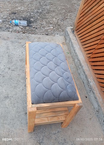 ahşap puf gri - Görsel 11