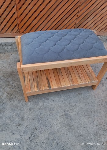 ahşap puf gri - Görsel 10