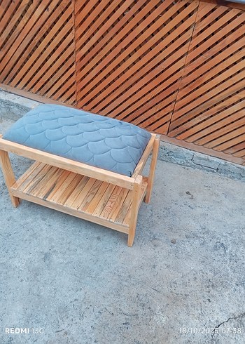 ahşap puf gri - Görsel 6