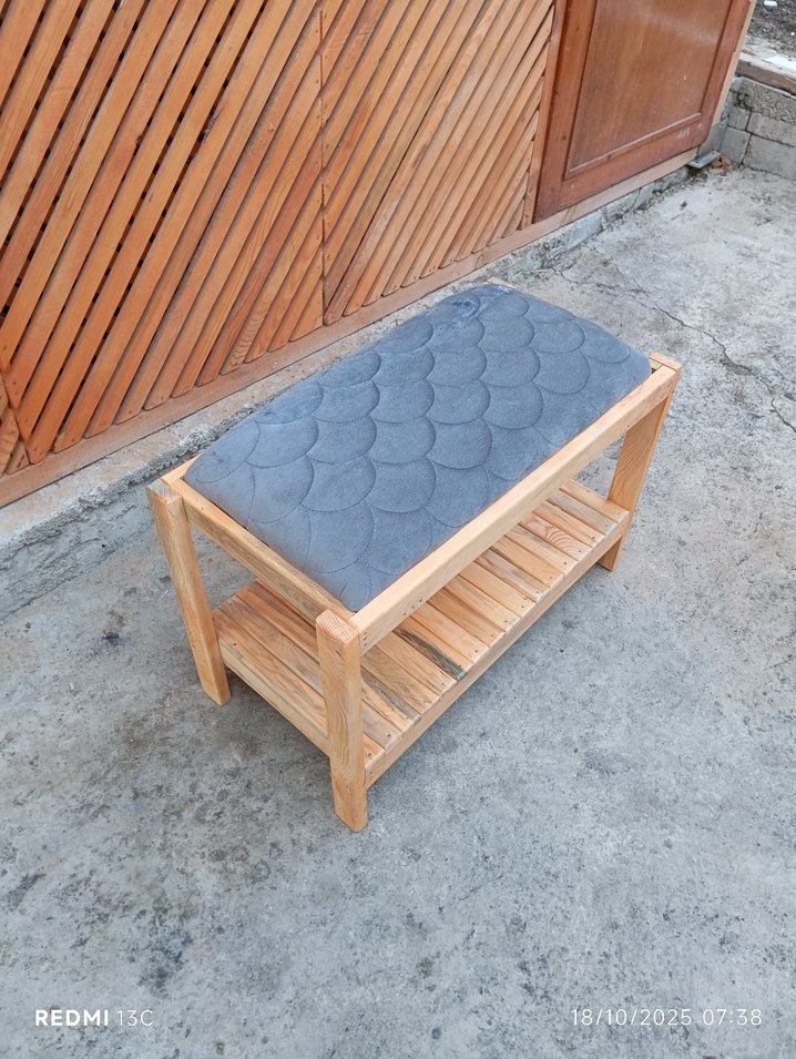 ahşap puf gri - Görsel 4