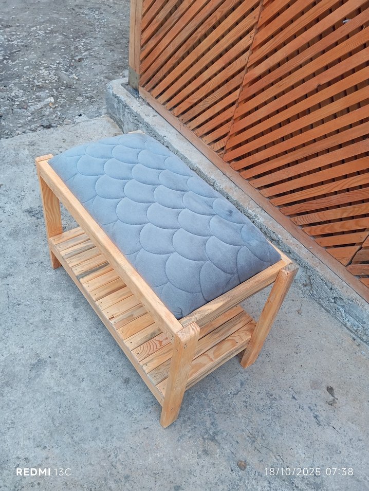 ahşap puf gri - Görsel 5