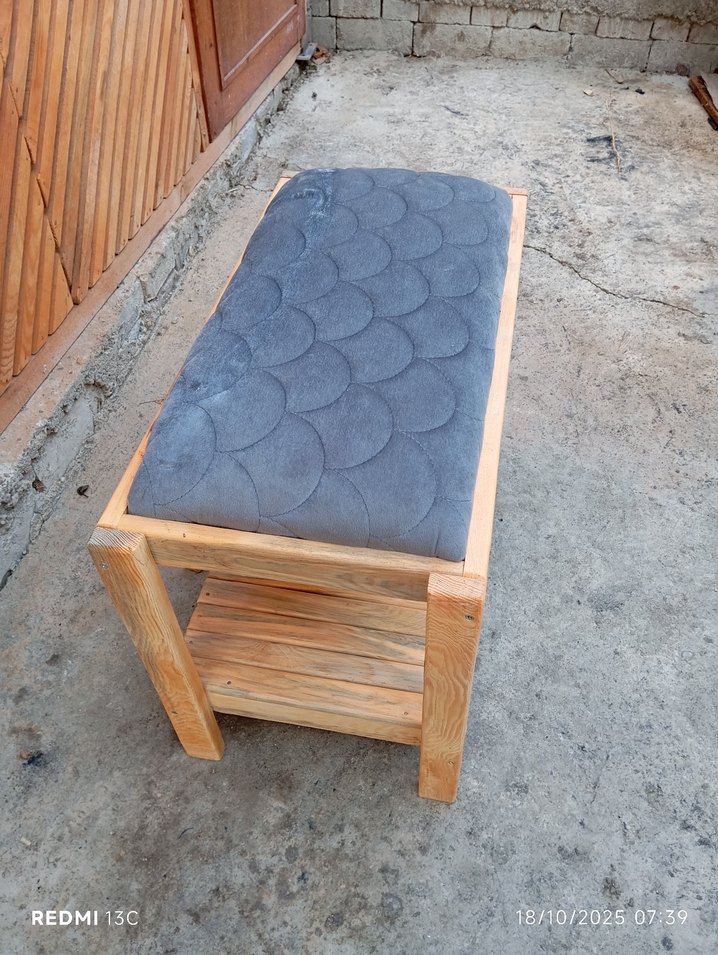 ahşap puf gri - Görsel 2