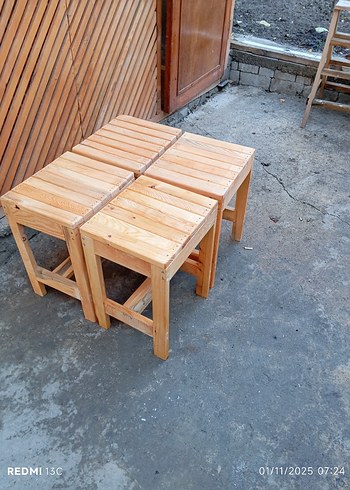 ahşap tabure 4 âdet - Görsel 4