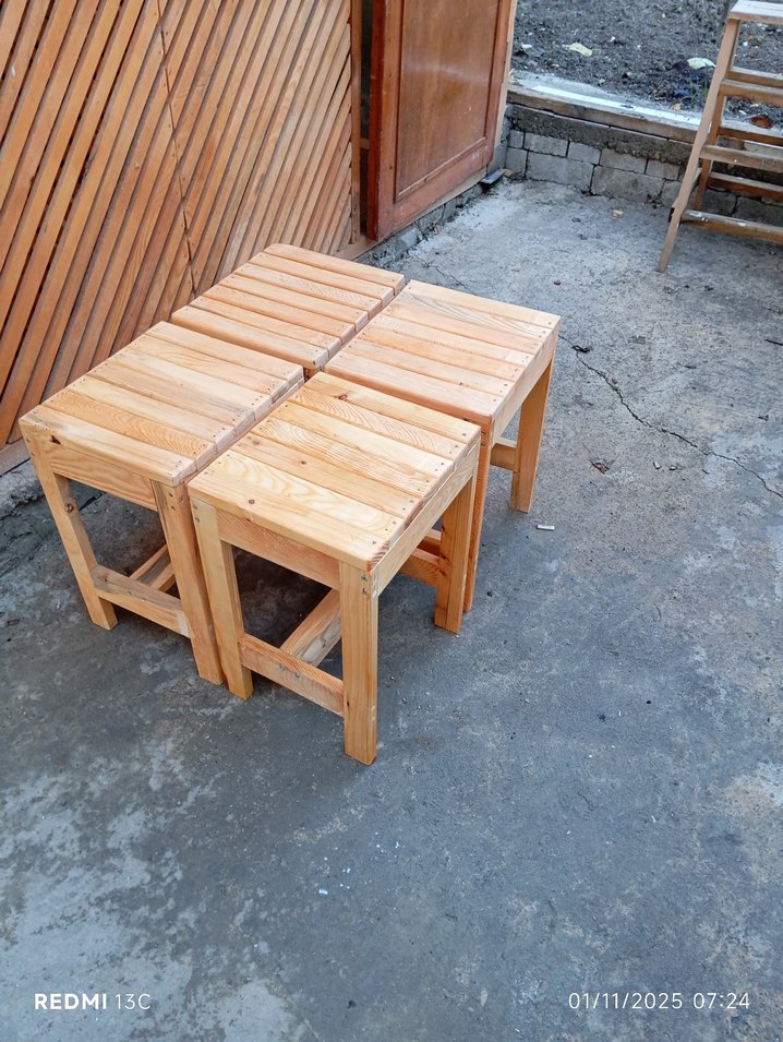 ahşap tabure 4 âdet - Görsel 4