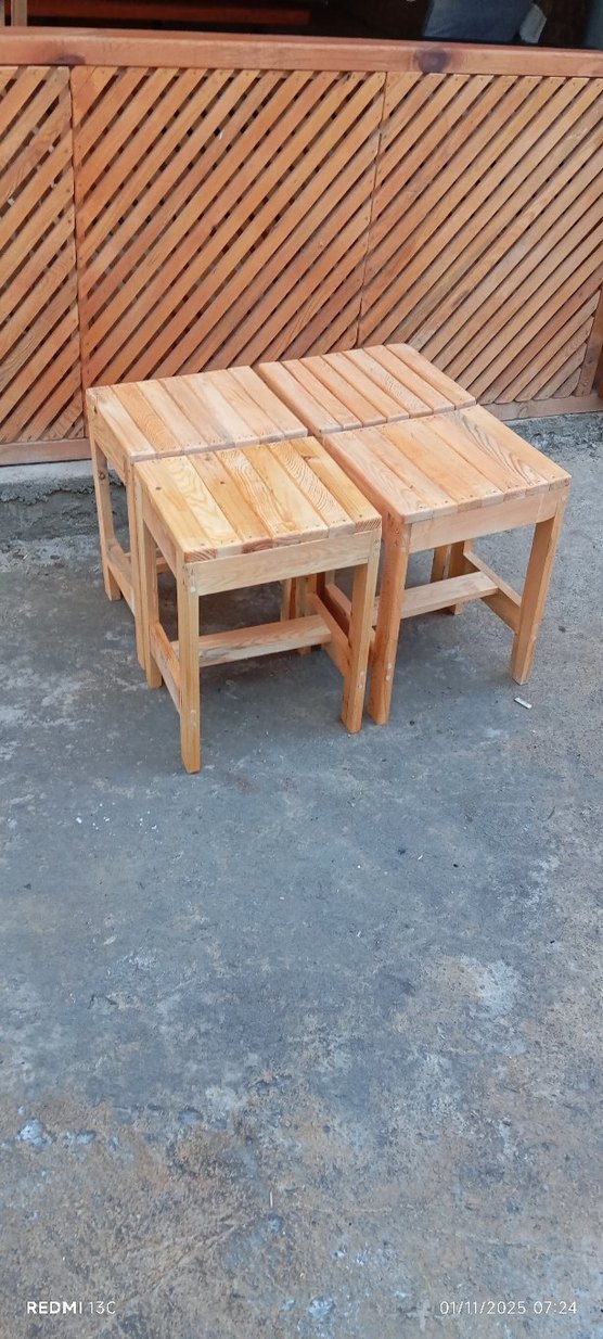 ahşap tabure 4 âdet - Görsel 3