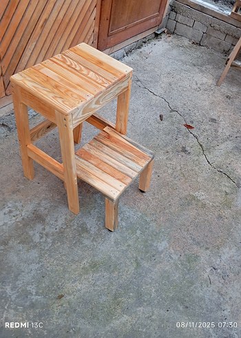 Bej Ahşap Basamak Taburesi - Görsel 3