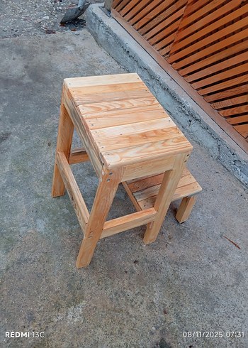 Bej Ahşap Basamak Taburesi - Görsel 5