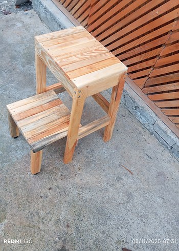 Bej Ahşap Basamak Taburesi - Görsel 6