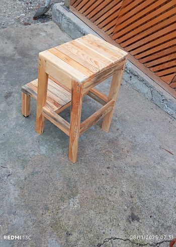 Bej Ahşap Basamak Taburesi - Görsel 7