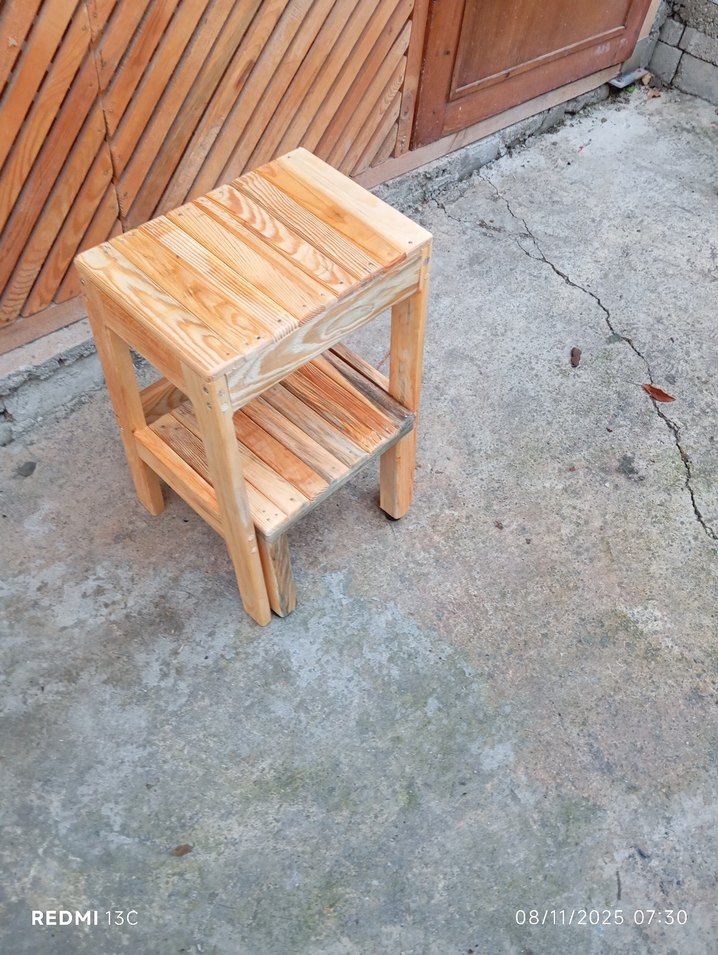 Bej Ahşap Basamak Taburesi - Görsel 4