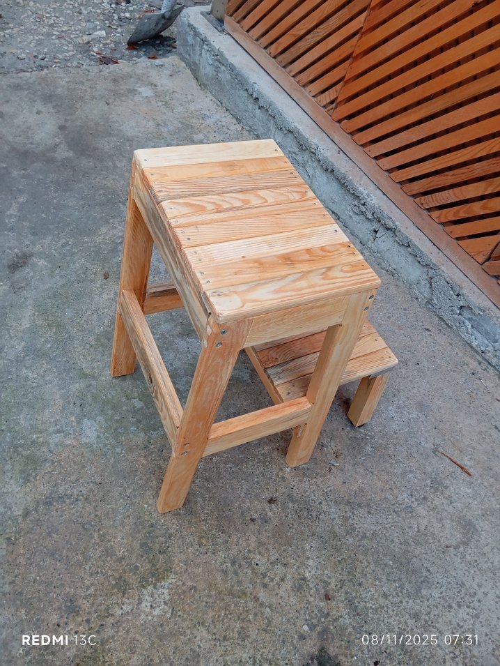 Bej Ahşap Basamak Taburesi - Görsel 5