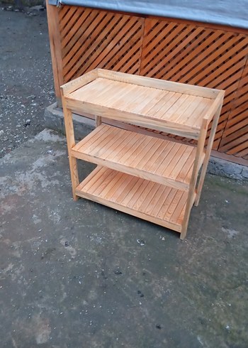 Bej Parlak Ahşap Raflı Dolap Düzenleyici - Görsel 10