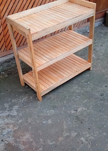 Bej Parlak Ahşap Raflı Dolap Düzenleyici - Görsel 3