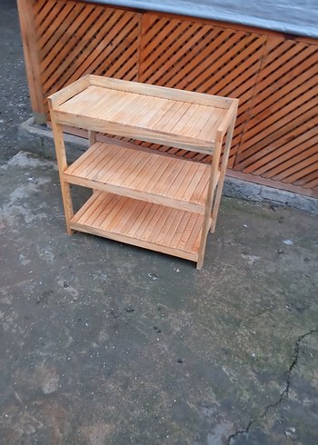 Bej Parlak Ahşap Raflı Dolap Düzenleyici - Görsel 9