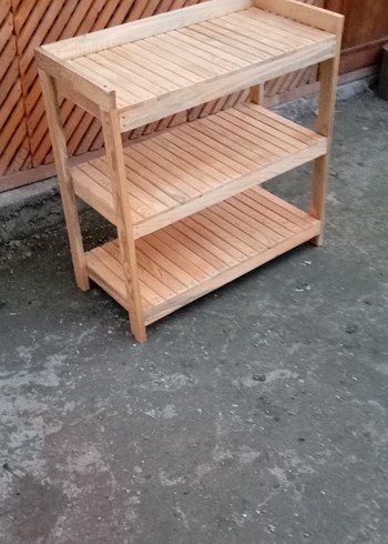 Bej Parlak Ahşap Raflı Dolap Düzenleyici - Görsel 8