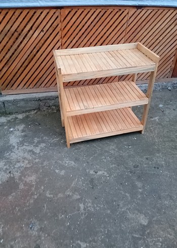 Bej Parlak Ahşap Raflı Dolap Düzenleyici - Görsel 5