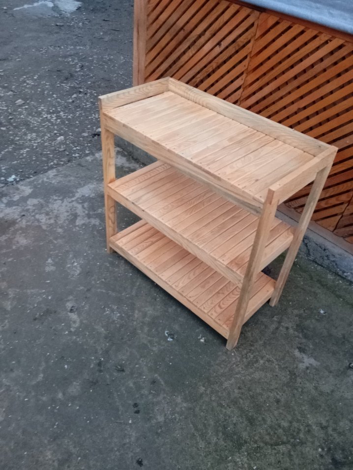 Bej Parlak Ahşap Raflı Dolap Düzenleyici - Görsel 4