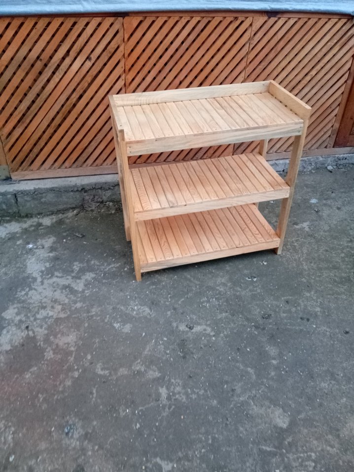 Bej Parlak Ahşap Raflı Dolap Düzenleyici - Görsel 5