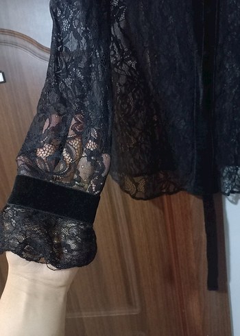 Adil Işık Dantel Detaylı Siyah Gotik Bluz