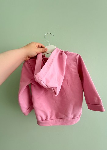 12-18 Ay Beden Kız Çocuk Pembe Fermuarlı Sweatshirt