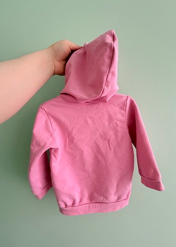12-18 Ay Beden pembe Renk Kız Çocuk Pembe Fermuarlı Sweatshirt