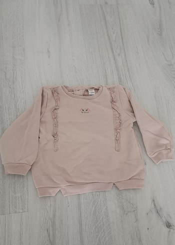 Kız Çocuk Pembe Fırfırlı Sweatshirt