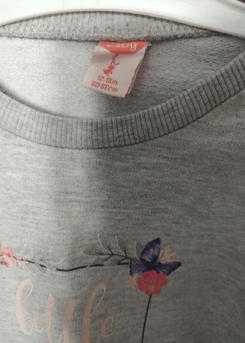 Kız Çocuk Gri Baskılı Uzun Kollu Sweatshirt