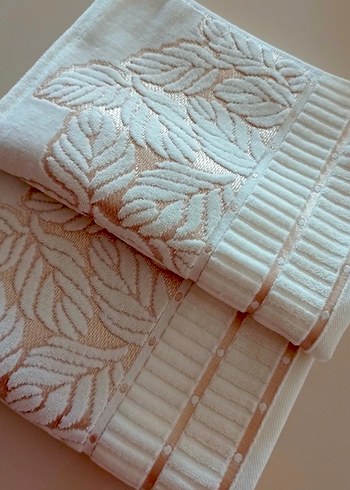 2 adet yaprak desenli el yüz havlusu - Görsel 2