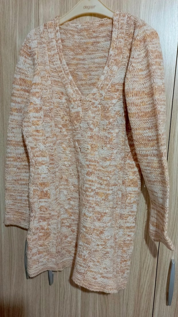 V Yaka Bohem Kadın Uzun Triko Kazak - Görsel 2